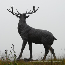 Outdoor-Garten Dekoration Metall Handwerk Lebensgröße schwarz Hirsch Statue zum Verkauf